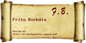 Frits Borbála névjegykártya